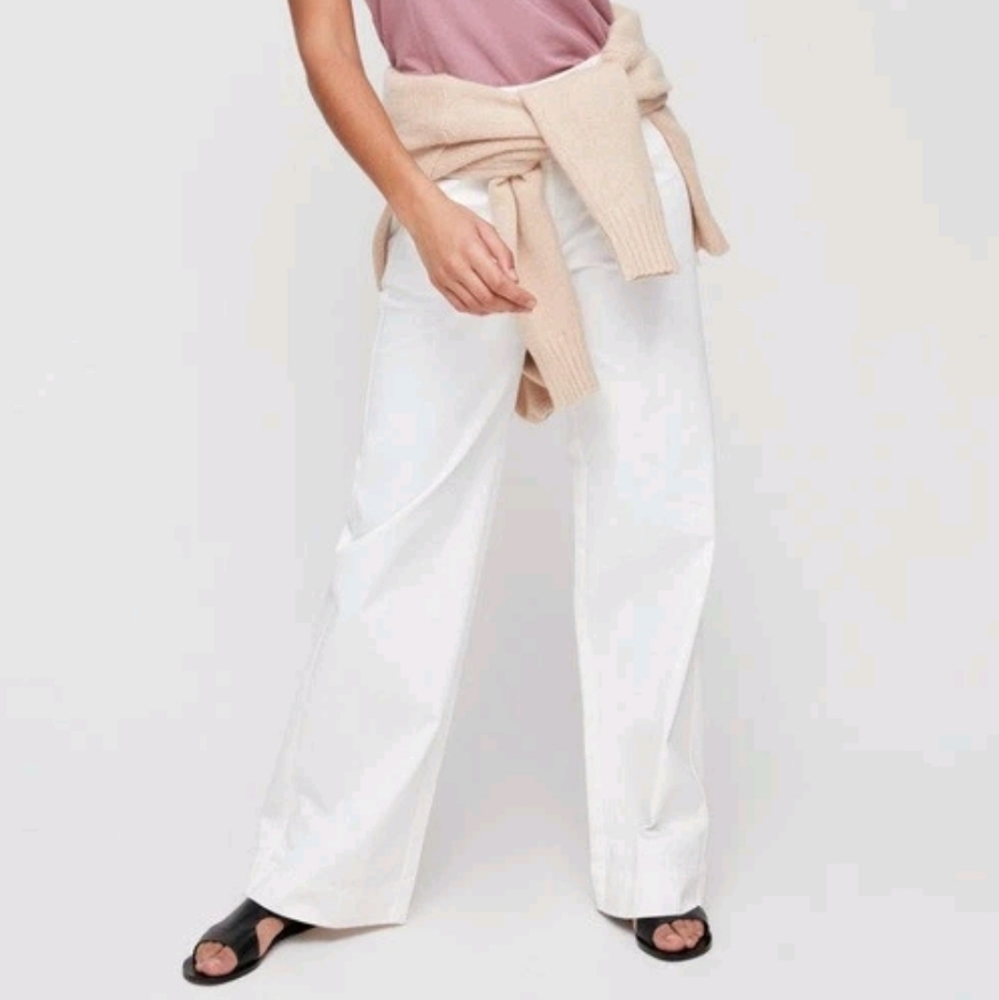 Aritzia The Group Babaton Olivia Wide Leg Chino Carpenter Pants 2 White